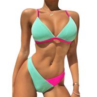 Poliéster Bikini, teñido de manera simple, labor de retazos, verde,  Conjunto