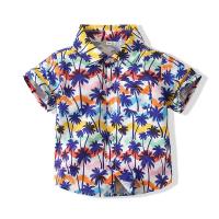 Polyester Slim Boy Shirt for boy printed leaf pattern multi-colored PC
