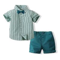 Cotton Slim Boy Clothing Set for boy & two piece Pants & top striped green Set