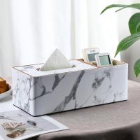 PU Leather Multifunction Tissue Box durable Marbling white PC