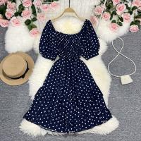 Polyester Waist-controlled One-piece Dress slimming printed dot PC