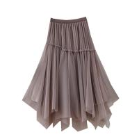 Polyester Slim & High Waist Skirt large hem design patchwork Solid : PC