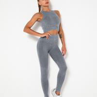 Polyamide & Nylon Women Yoga Clothes Set & two piece Long Trousers & tank top :L Set