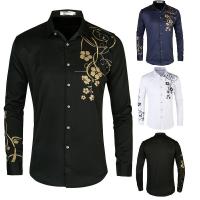 Polyester Plus Size Men Long Sleeve Dress Shirts printed floral PC