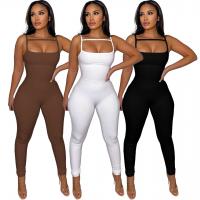 Polyester Slim & Middle Waist Long Jumpsuit slimming patchwork Solid PC