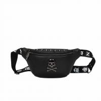PU Leather Sling Bag soft surface & waterproof skull pattern black PC