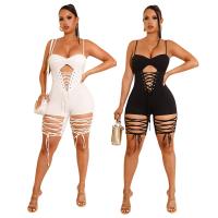 Polyester Women Romper slimming & skinny & hollow Solid white and black PC