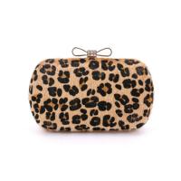 Polyester Bowknot Clutch Bag with chain & with rhinestone Horse Fur leopard PC