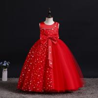 Polyester Ball Gown Girl One-piece Dress with bowknot floral PC