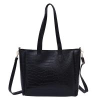 PU Leather Tote Bag Shoulder Bag large capacity & soft surface & attached with hanging strap crocodile grain PC