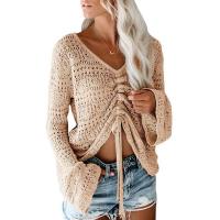 Polyester Crop Top Women Sweater & hollow Solid PC