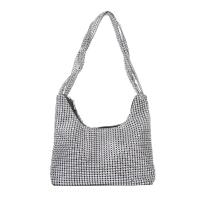 Polyester Shoulder Bag soft surface & with rhinestone silver PC