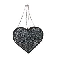 PU Leather Crossbody Bag with chain & with rhinestone heart pattern PC