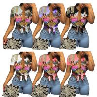 Spandex T-shirts femmes à manches courtes Silicone Imprimé plus de couleurs pour le choix pièce