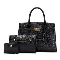 PU Leather Bag Suit lacquer finish & attached with hanging strap & three piece crocodile grain Set