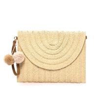 Straw Clutch Bag attached with hanging strap Solid PC
