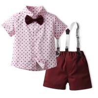 Cotton Slim Boy Clothing Set & two piece suspender pant & top printed Set