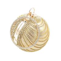 PU Leather Round Ball Evening Party Clutch Bag with Zinc Alloy & Rhinestone & Polyester gold Sold By PC