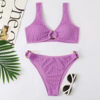 Polyester Bikini & two piece & padded plain dyed Solid Set