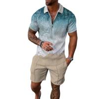 Chemical Fiber & Polyester Plus Size Men Casual Set & two piece short pants & short sleeve T-shirts printed Set