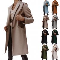 Polyester Slim Women Coat mid-long style patchwork Solid PC