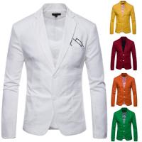 Linen Blazer & Slim Men Suit Coat back split Solid PC