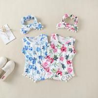 Polyester Slim Crawling Baby Suit & two piece Crawling Baby Suit & Hair Band printed floral Set