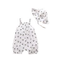 Cotton Slim Crawling Baby Suit & two piece Crawling Baby Suit & Hat printed fruit pattern white and black Set