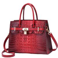 PU Leather Tote Bag Handbag embossing & large capacity & attached with hanging strap crocodile grain PC