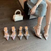 PU Leather buckle High-Heeled Shoes & with rhinestone Solid Pair