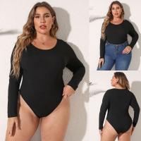 Polyester Slim & Plus Size Women Jumpsuit knitted Solid black PC