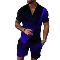 Summer Plus Size Men Casual Set shirts tops men's short sleeve with printed design European and chinan style 