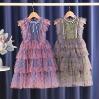 Cotton Slim & Princess & Ball Gown Girl One-piece Dress patchwork PC