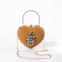 PU Leather hard-surface Clutch Bag attached with hanging strap & with rhinestone heart pattern PC