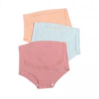 Cotton Plus Size & High Waist Maternity Panties & three piece & breathable Solid Set