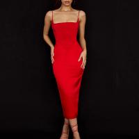 Modal Slim Slip Dress backless patchwork Solid red PC