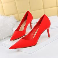 Silk High-Heeled Shoes Solid Pair