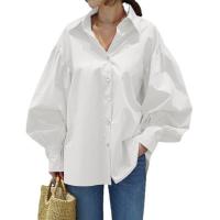 Polyester Plus Size Women Long Sleeve Shirt & loose Solid PC