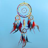 Perles en bois & Plume & Fer Dream Catcher Accrochages suspendus Handmade multicolore pièce