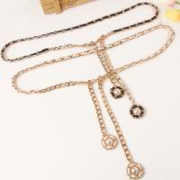 PU Leather & Zinc Alloy Easy Matching Waist Chain floral white and black PC