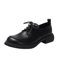 Leather front drawstring Oxford Shoes Solid Pair