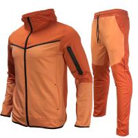 Cotton Men Sportswear Set & two piece & loose & with pocket Polyester Long Trousers & coat plain dyed Solid :XXXL Set