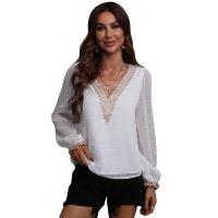Polyester Women Long Sleeve Shirt Lace patchwork PC