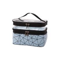 PU Leather Storage Bag large capacity & portable & double layer & waterproof PVC plaid PC