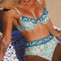 Polyester High Waist Bikini & two piece printed Set