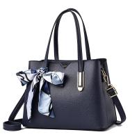 PU Leather with silk scarf Handbag large capacity & soft surface & attached with hanging strap Lichee Pattern PC