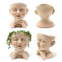 Synthetic Resin Creative Flower Pot durable beige PC