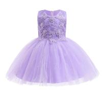 Polyester Ball Gown & High Waist Baby Skirt with bowknot Plastic Pearl & Cotton plain dyed Solid PC