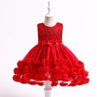 Polyester Ball Gown & High Waist Girl One-piece Dress Plastic Pearl & Cotton Solid PC