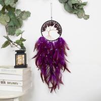 Gemstone Chips & Copper Wire & Cloth & Feather & Iron & Plastic Creative Dream Catcher Hanging Ornaments handmade PC